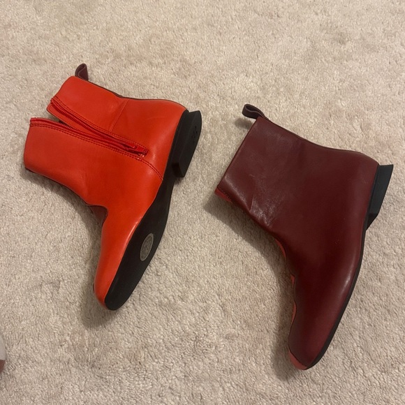 Camper TWINS Red and Burgundy Leather Ankle Boots - Picture 4 of 8